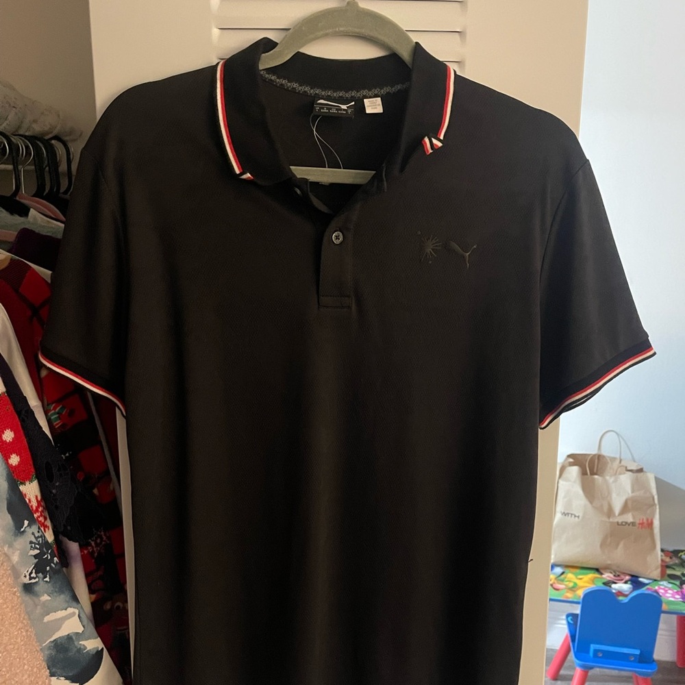 Puma Men's Polo Shirt with Red and White Trim